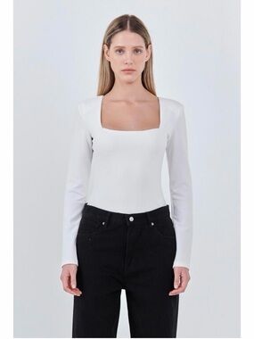 ⚡️GREY LAB White Long-Sleeve Square Neck Bodysuit